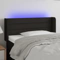 Miniatyrbillede 2 af 6: vidaXL sengegavl med LED-lys 93x16x78/88 cm stof sort