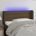 Miniatyrbillede 1 af 6: vidaXL sengegavl med LED-lys 103x16x78/88 cm stof mørkebrun