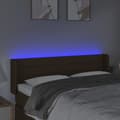 Miniatyrbillede 4 af 6: vidaXL sengegavl med LED-lys 147x16x78/88 cm stof mørkebrun
