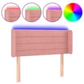 Miniatyrbillede 1 af 6: vidaXL sengegavl med LED-lys 83x16x78/88 cm fløjl lyserød