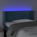 Miniatyrbillede 4 af 6: vidaXL sengegavl med LED-lys 83x16x78/88 cm stof Mørkeblå