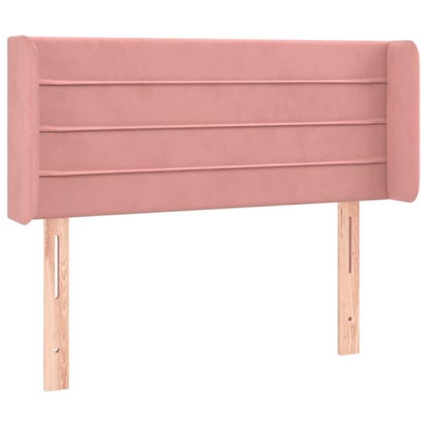 vidaXL sengegavl med LED-lys 93x16x78/88 cm fløjl lyserød