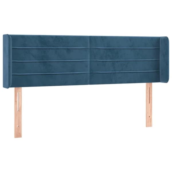 vidaXL sengegavl med LED-lys 147x16x78/88 cm fløjl mørkeblå