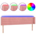 Miniatyrbillede 1 af 6: vidaXL sengegavl med LED-lys 163x16x78/88 cm fløjl lyserød