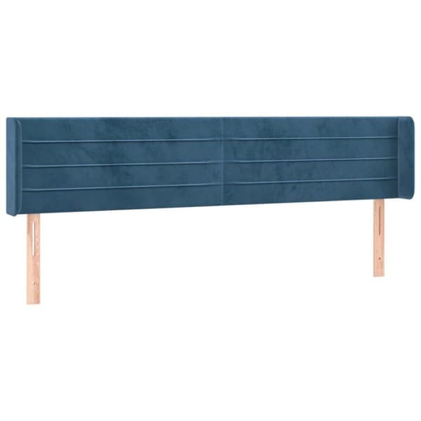 vidaXL sengegavl med LED-lys 203x16x78/88 cm fløjl mørkeblå
