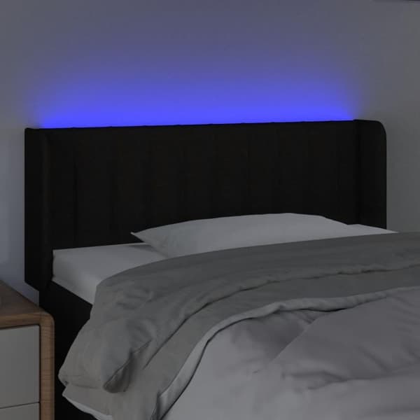 vidaXL sengegavl med LED-lys 83x16x78/88 cm stof sort