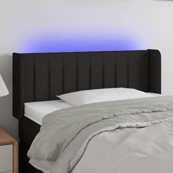 vidaXL sengegavl med LED-lys 83x16x78/88 cm stof sort
