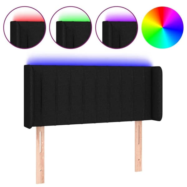 vidaXL sengegavl med LED-lys 83x16x78/88 cm stof sort