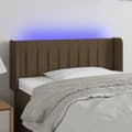 Miniatyrbillede 1 af 6: vidaXL sengegavl med LED-lys 93x16x78/88 cm stof mørkebrun