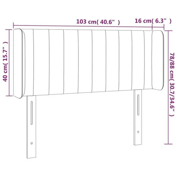 vidaXL sengegavl med LED-lys 103x16x78/88 cm stof mørkebrun