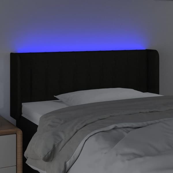 vidaXL sengegavl med LED-lys 103x16x78/88 cm stof sort