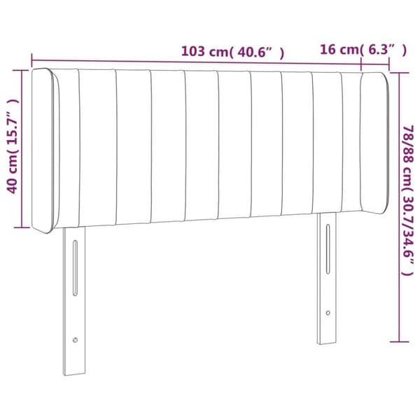 vidaXL sengegavl med LED-lys 103x16x78/88 cm stof sort