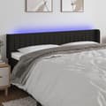Miniatyrbillede 2 af 6: vidaXL sengegavl med LED-lys 203x16x78/88 cm stof sort
