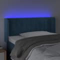 Miniatyrbillede 4 af 6: vidaXL sengegavl med LED-lys 103x16x78/88 cm fløjl mørkeblå