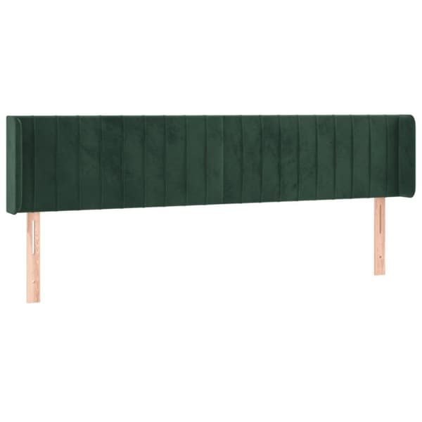 vidaXL sengegavl med LED-lys 183x16x78/88 cm fløjl mørkegrøn