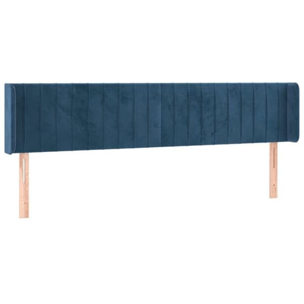 vidaXL sengegavl med LED-lys 183x16x78/88 cm fløjl mørkeblå