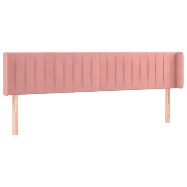 vidaXL sengegavl med LED-lys 183x16x78/88 cm fløjl lyserød