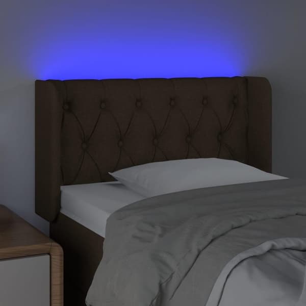 vidaXL sengegavl med LED-lys 83x16x78/88 cm stof sort