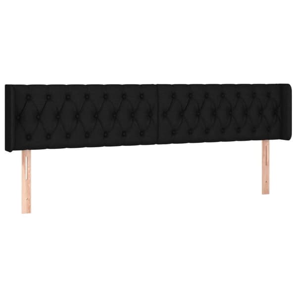 vidaXL sengegavl med LED-lys 203x16x78/88 cm stof sort