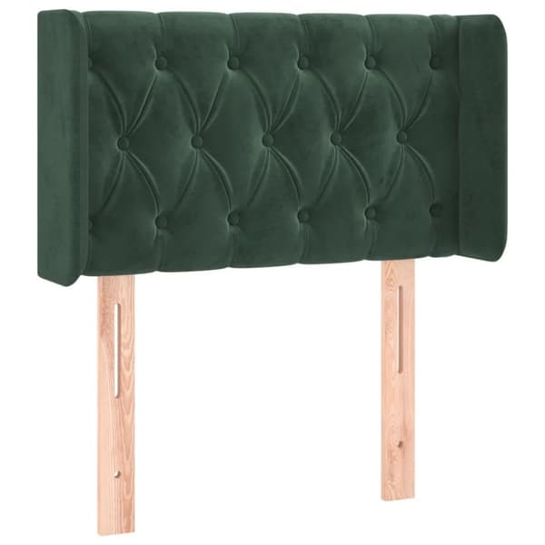 vidaXL sengegavl med LED-lys 83x16x78/88 cm fløjl Mørkegrøn