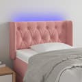 Miniatyrbillede 2 af 6: vidaXL sengegavl med LED-lys 83x16x78/88 cm fløjl lyserød