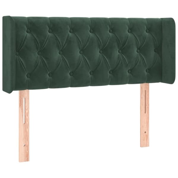 vidaXL sengegavl med LED-lys 93x16x78/88 cm fløjl Mørkegrøn
