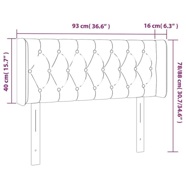 vidaXL sengegavl med LED-lys 93x16x78/88 cm fløjl Mørkegrøn