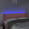 Miniatyrbillede 4 af 6: vidaXL sengegavl med LED-lys 163x16x78/88 cm fløjl lyserød