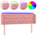 Miniatyrbillede 1 af 6: vidaXL sengegavl med LED-lys 163x16x78/88 cm fløjl lyserød
