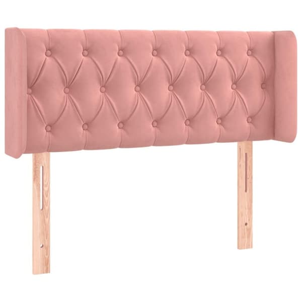 vidaXL sengegavl med LED-lys 93x16x78/88 cm fløjl lyserød