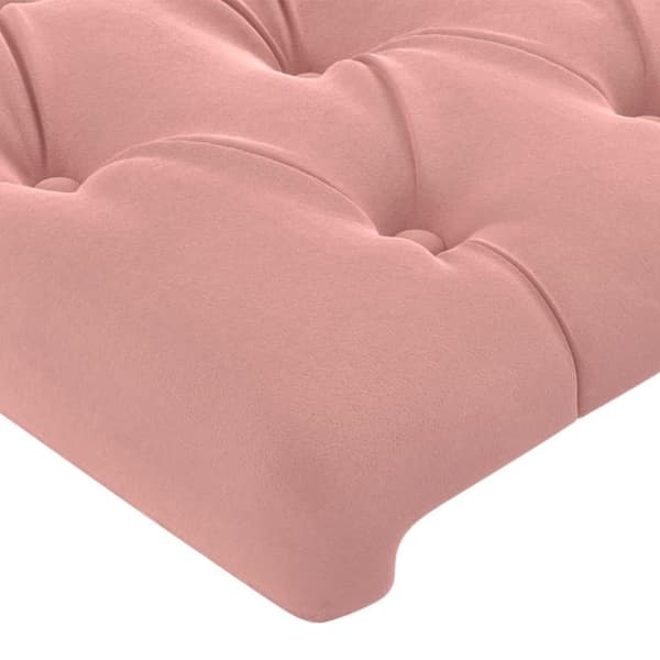 vidaXL sengegavl med LED-lys 93x16x78/88 cm fløjl lyserød