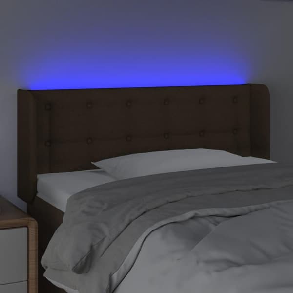 vidaXL Sänggavel LED mörkbrun 103x16x78/88 cm tyg