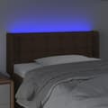 Miniatyrbild 4 av 6: vidaXL Sänggavel LED mörkbrun 103x16x78/88 cm tyg