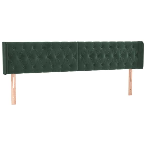 vidaXL sengegavl med LED-lys 183x16x78/88 cm fløjl mørkegrøn