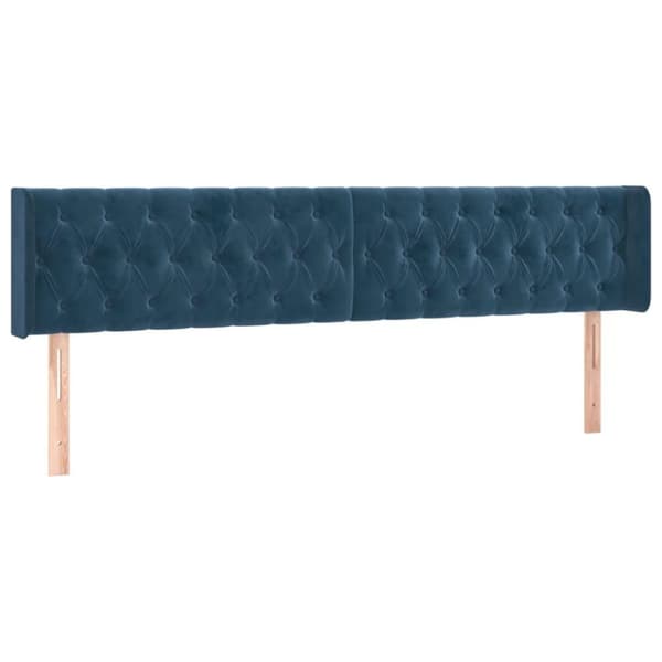 vidaXL sengegavl med LED-lys 183x16x78/88 cm fløjl mørkeblå