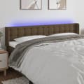 Miniatyrbillede 1 af 6: vidaXL sengegavl med LED-lys 163x16x78/88 cm stof mørkebrun