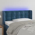 Miniatyrbillede 2 af 7: vidaXL sengegavl med LED-lys 103x16x78/88 cm fløjl mørkeblå