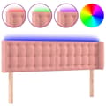 Miniatyrbillede 3 af 7: vidaXL sengegavl med LED-lys 147x16x78/88 cm fløjl lyserød