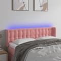 Miniatyrbillede 2 af 7: vidaXL sengegavl med LED-lys 147x16x78/88 cm fløjl lyserød