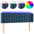 Miniatyrbillede 3 af 7: vidaXL sengegavl med LED-lys 147x16x78/88 cm fløjl mørkeblå