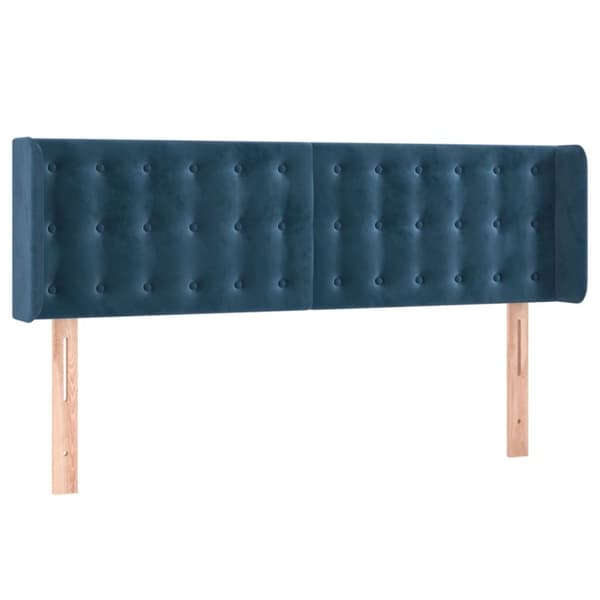 vidaXL sengegavl med LED-lys 147x16x78/88 cm fløjl mørkeblå