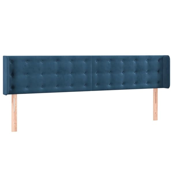 vidaXL sengegavl med LED-lys 183x16x78/88 cm fløjl mørkeblå