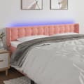 Miniatyrbillede 2 af 7: vidaXL sengegavl med LED-lys 163x16x78/88 cm fløjl lyserød