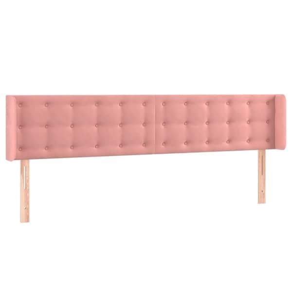 vidaXL sengegavl med LED-lys 183x16x78/88 cm fløjl lyserød