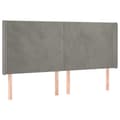 Miniatyrbillede 3 af 6: vidaXL sengegavl med LED-lys 203x16x118/128 cm fløjl lysegrå