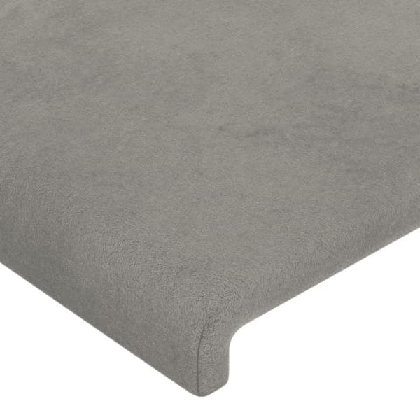vidaXL sengegavl med LED-lys 203x16x118/128 cm fløjl lysegrå