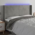 Miniatyrbillede 2 af 6: vidaXL sengegavl med LED-lys 203x16x118/128 cm fløjl lysegrå