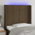 Miniatyrbillede 1 af 6: vidaXL sengegavl med LED-lys 83x16x118/128 cm stof mørkebrun