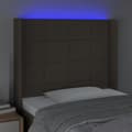 Miniatyrbillede 4 af 6: vidaXL sengegavl med LED-lys 103x16x118/128 cm stof gråbrun