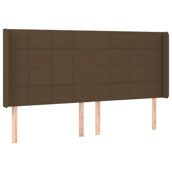vidaXL sengegavl med LED-lys 163x16x118/128 cm stof mørkebrun
